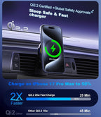 Koolehaoda Qi2.2 25W Car Mount Charger for MagSafe with TEC Cooling & Fan, Magnetic Wireless Charger Vent Phone Mount with 65W Car Adapter,Stable Fast Charger for iPhone 17-12 Series/Galaxy S26/S25