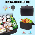 Large Trunk Organizer for Car, SUV, Truck with Removable Cooler Bag-Collapsible Multi Compartments w/Foldable Cover, Non Slip Bottom Cargo Storage (Black)