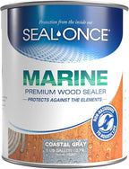 SEAL-ONCE Marine Ready Mix - 1 Gallon Penetrating Wood Sealer Waterproofer & Stain (Coastal Gray). Water-Based, Ultra-Low VOC Formula for high-Moisture Areas to Protect Wood Docks, Decks & Piers.