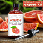 Majestic Pure Essential Oil with Glass Dropper - 100% Pure and Natural - Essential Oils for Diffuser, Aromatherapy, Soap and Candle Making, Grapefruit Essential Oil, Grapefruit Oil, 4 Fl Oz
