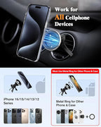 volport for Magsafe Car Mount [Air Vent & Dashboard]: Magnetic Phone Holder for Round/Horizontal/Vertical Vent, Strong Magnet for iPhone 16 15 14 13 12 Pro Max Plus Samsung S24 Ultra Cell Phone Case
