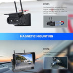 Magnetic RV Backup Camera 1080p HD 7-inch Install-Free Trailer Hitch Solar Wireless Back up Camera 10000mah Battery,Night Vision Trucks,RVs, Trailers, Vans Tow (Magnetic Camera with7‘’ Monitor)