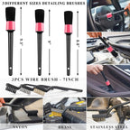 AUTODECO 20Pcs Car Cleaning Wash Kit Interior Detailing Cleaner Kit with High Power Handheld Vacuum, Brush Set, Windshield Tool, Duster, Towels, Complete Car Care Tools, Pink