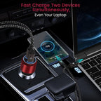 VELOGK Super Fast Type C Car Charger [73W Turbo], Fast Adaptive 55W 45W PPS/PD&QC3.0 USB C Car Adapter[Super Fast Charging 2.0]for Samsung S26/S25 Ultra/S24 Ultra/S23 Ultra/S22+/S21/S20, iPad Pro(Red)