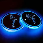 Flamingo LED Cup Holder Lights for Car,2Pcs LED Light Up Cup Holder Coasters with 7 Colors 3 Modes,Waterproof Interior Atmosphere Lamp,Car Decor Accessories Flamingo Gifts for Women Men