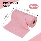 wuyaoyao 50PCS Microfiber Cleaning Cloth Roll, 10"×10" Tear Away Microfiber Towels, Reusable Washable Cloth Paper Towels, Multi-Purpose Cleaning Rags for Car Home Kitchen Garage Shop (Pink)