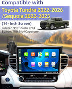 PZK Car Phone Mount for Toyota Tundra 2022-2025 2026 /Sequoia 2023-2026 Limited/Platinum Accessories 14-Inch Screen Car Phone Holder Auto Lock 360° Rotation Hands Free Phone Cradles Not Affect Vent