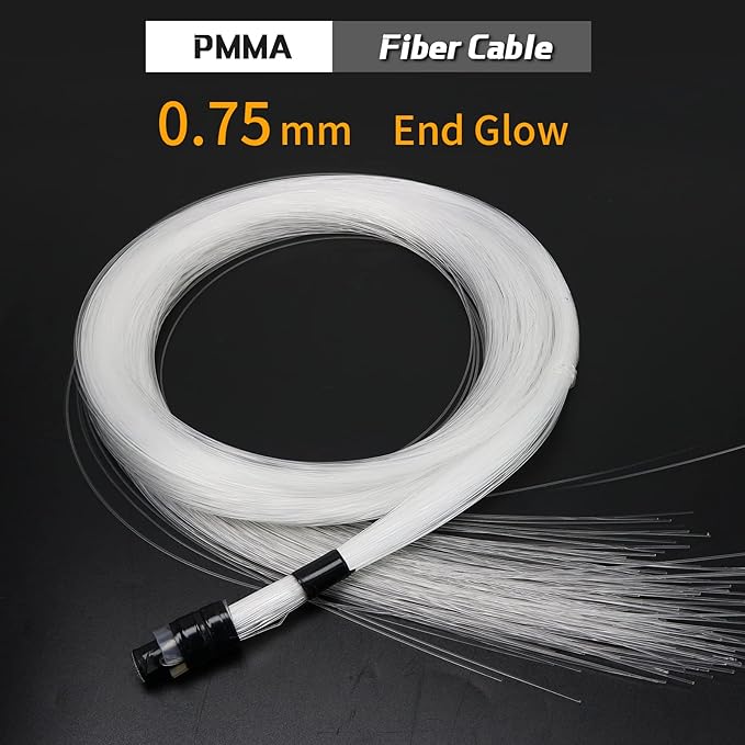 AZIMOM PMMA Plastic 450pcs*0.03in*9.8ft Fiber Optic Cable Strands 0.75mm 3Meter Length End Glow Roll Fiber String for Star Sky Roof Ceiling Decoration All Kind LED Light Engine Driver
