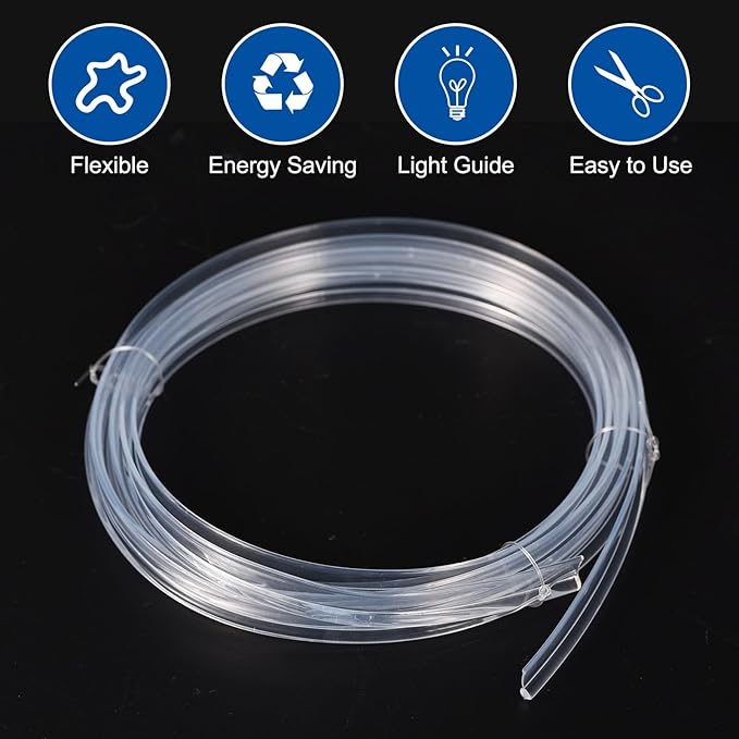 MECCANIXITY Fiber Optic Cable Car Side Glow LED Illumination Crystal Cables Car Atmosphere Neon Cold Lights 2 Meters 3mmx6mm