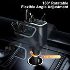5-in-1 120W 30-Minutes Fast Flash Charging Retractable Car Charger, Wireless Bluetooth FM Transmitter, Type-C+USB-A Car Charger Adapter, Compatible with iPhone 17/16/15/14/13 Pro Max & Android Devices