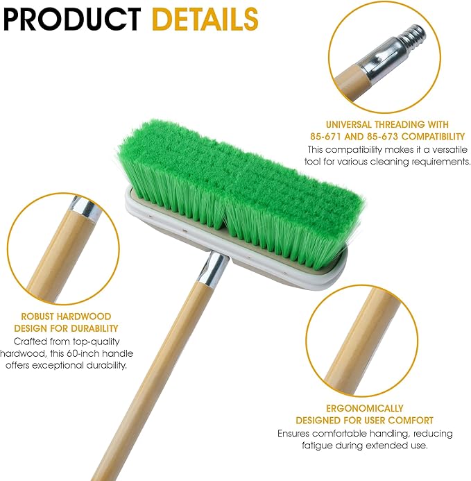 Nanoskin 6-Pack Professional 60-Inch Hardwood Handles with Universal Threaded Die-Cast Tips – Compatible with 85-671 & 85-673 Brush Heads for Car Wash, Auto Detailing & Industrial Cleaning