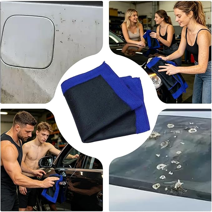 Clay Towel – Volcanic Mud 30x30cm | Professional Car Detailing and Overspray Removal Cloth | Black Line Pad for Restoration | High-Performance Synthetic Bar Alternative for Vehicle