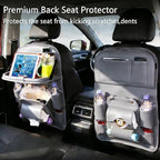 Car Seat Organizer, Multifunctional Backseat Protector Mat, Storage Bag and Tray Rack, Trash Storage (Suitable for Cars, Children, Back of Seats, and Rear Seats) (Gray, Leather 1-Piece Set)