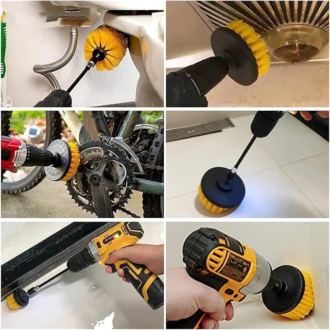 Nylon Round Cleaning Brush Set for Electric Drill - High-Density Bristle Carpet and Glass Cleaning Tool Kit(7pcs-bule)