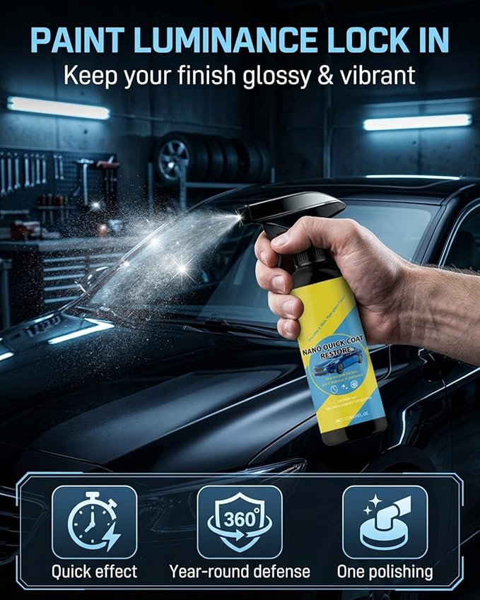 2PC Nano Quick Coat Restore Effect Coating Agent for Car Spray Automobile Acting Clear Finish Jet Dry with Dust Proof and Glazing Effects Long-Lasting Car Showroom Gloss