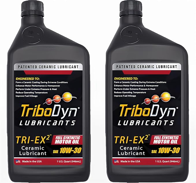 Tri-Ex2 10W-30 Full Synthetic Motor Oil – Patented Ceramic Coating – Reduced Friction - More Power - Fuel Economy - Extended Engine Life (2 Quart Pack)
