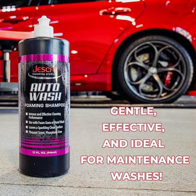 Jescar Auto Wash Shampoo - 32oz - PH-neutral car wash soap for ultimate paint protection, Use in Foam Cannon, foam Guns, & 5 Gallon Bucket. Safe for Cars, Trucks, Motorcycles, RVs & More.