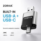 ZORVIA Wireless CarPlay Adapter for iPhone & Android Auto 2026 Upgraded - Convert Wired CarPlay to Wireless, Fast Auto Reconnect, Plug and Play, USB-C & USB-A (Silver)