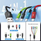 Car Accessories Multi Charging Cable [3Pack 5FT], Travel Essentials 4 in 1 Charging Cords, USB Cable Phone Charger with IP/Type C/Type C/Micro, Compatible with Most Phones/Tablets and More