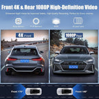 Front 4K + Rear 1080P Dash Cam for Audi 2019 2020 2021 2022 2023 2024 2025 2026 A4 A6 Allroad A3 A5 Q5 S4 S6 Q7 A8 S8 TT A7 S5 Q3 S3 S7 RS3 RS5 RS6 e-tron (Model A), OEM Look, WiFi & APP, 128GB Card