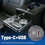 Center Console Organizer for Minivans, SUVs & Middle Van Seats - Floor-Mounted Lockable Storage Box with Dual Cup Holders & 7-Color Ambient Light, Ideal for Vehicle Interior