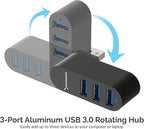 SABRENT Premium 3 Port Aluminum Mini USB 3.0 Hub [90°/180° Degree Rotatable] (HB-R3MB)