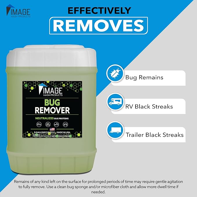 Image Wash Products Bug Remover Biodegradable Bug Cleaner for Cars Trucks, RVs & Semi-Trucks Safe for Polished Aluminum & Chrome, Eco-Friendly, Ready-to-Use Formula – Best Car Wash Bug Remover.