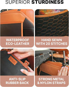 Owleys Car Seat Organizer Backseat Back Organizers & Storage Of Automotive Seatback Toy Organization For Kids Black Brown Tan 2 pc