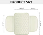Stacool Upgraded Car Center Console Cover,Microfiber Leather Car Armrest Cover Cushion with 2 Storage Bags,Universal Car Armrest Storage Box (Cream)