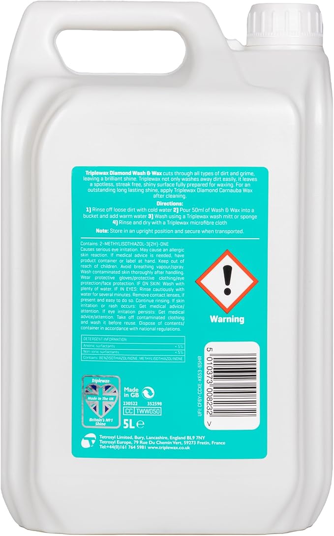 Triplewax Wash & Wax – All-in-One Car Shampoo and Wax, Cleans and Shines with Streak-Free Finish, 169 fl oz