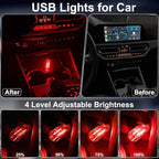 2 PCS Car USB Lights, Plug-in Retro Car Atmosphere Lamp with Touch Dimmable, Portable Mini Glass Bottle LED Bulb Night Lights for Vehicle Bedroom Hallway Camping Holiday Decoration (Red)