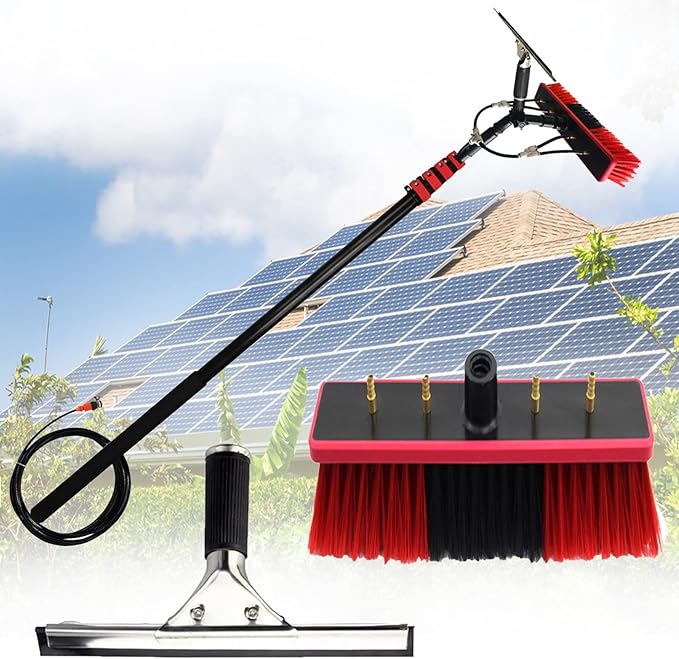 Telescopic Rod Cleaning Brush Water Fed Pole Kit Window Cleaning Pole 3-11m Water Fed Telescopic Brush Angle Adjustable Band Scraper for Photovoltaic Panel Cleaning Trucks,5.4M/18FT (9M/30FT)