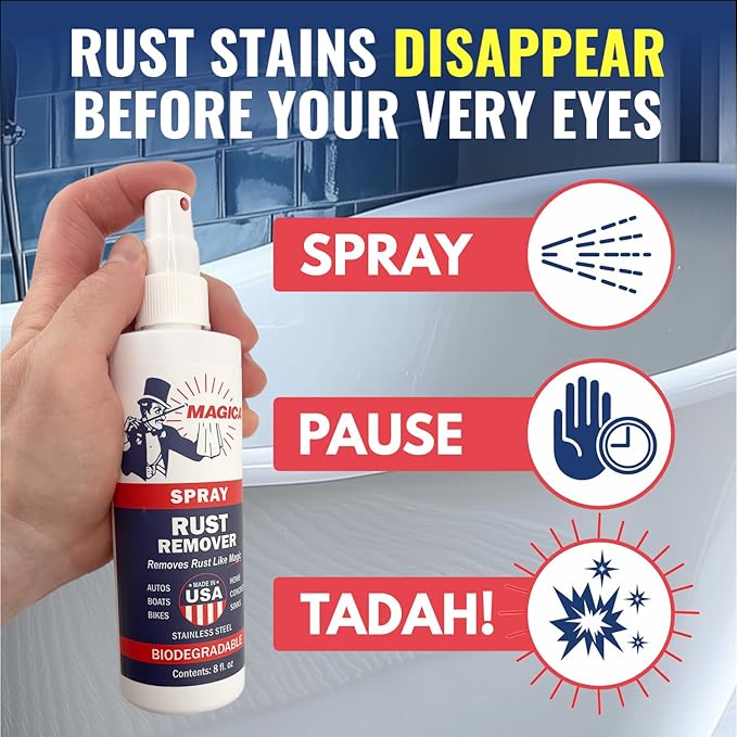 Magica® Rust Remover (8oz Gel/Spray Combo) Reliably Removing Rust Stains for over 35 years Made in Wisconsin, USA