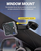 Scosche MPQTRWDA Qi2 MagSafe Car Mount Charger 25W Fast Wireless Magnetic Cell Phone Holder with Adjustable Arm for Windshield or Dashboard Compatible with iPhone 17/16/15/14/13/12 & Samsung S25