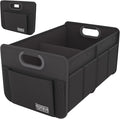 Homeve Trunk Organizer, Car Storage, Reinforced Handles, Collapsible Multi-Compartment, Foldable, Waterproof, Sturdy, 600D Oxford Polyester For Car, SUV, Mini-Van, Black, 2 Compart-Small