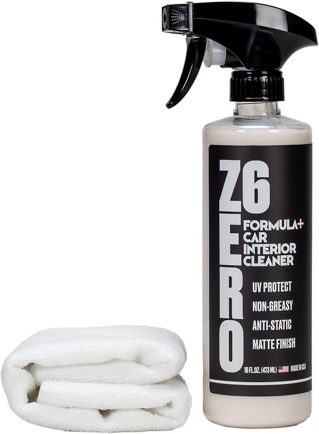 Zero Six - SiO2 Ceramic Interior Cleaner Spray W Microfiber- UV Protection-Anti Static- Anti-Stick Properties | Restores Rubber, Plastic, & Vinyl | Water-Based. Natural Shine