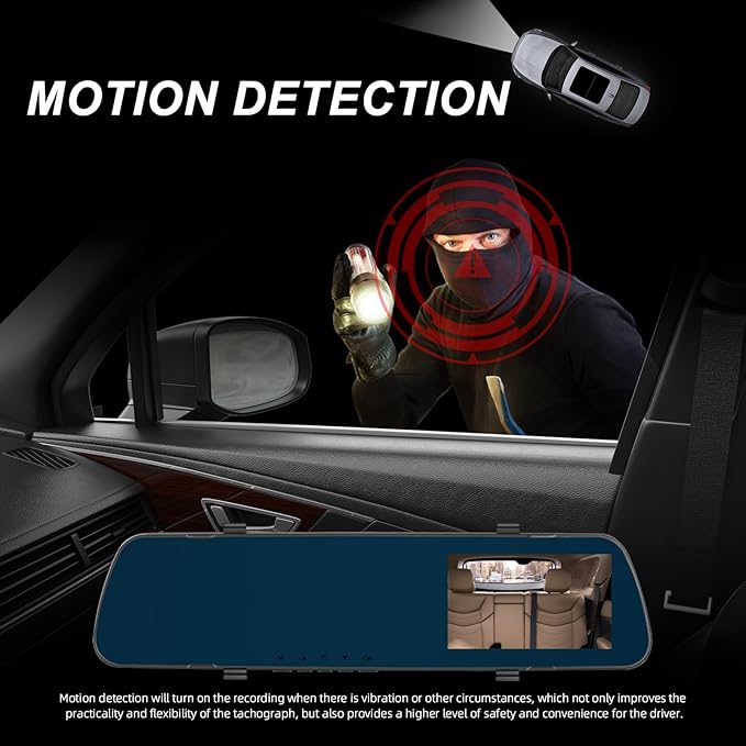 Mirror Dash Cam Front and Rear Dash Car Camera 4 inch 1080P IPS Screen Rear View Mirror Dash Cam Mount with Loop Recording Motion Detection Reverse Assistance