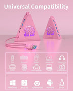 7-Port USB 3.0 Hub, RGB USB Hub with RGB Tree Light and 2ft Cable, USB Hub 3.0 Pink USB Expander for Laptop, PC, Flash Drive, HDD, Console, Printer, Keyboard, Mouse (Pink)