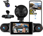 SIXTOP 360 Degree View 4 Channel Dash Cam, 2K Front and 1080P Rear Inside Left Right HD Dash Cam Camera for Cars WiFi & APP Control 8 IR Night Vision Loop Recording G-Sensor Parking Monitoring