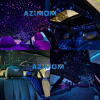 AZIMOM Dual Color 20W Twinkle Fiber Optic Starlight Headliner Kits Mixed 860pcs*13.1ft Fiber Strands Sound Activated Remote APP Control RGBW Light Source Home Car Ceiling Headliner Décor
