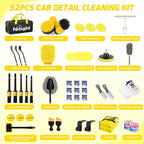 Nilight 52PCS Car Detailing Kit Auto Cleaning Tools Wash Set with Storage Carry Bag Home Use for Interior Exterior Deep Clean Polish Car Care Windshield Dashboard Seat Air Vents Wheels Tires, Yellow