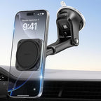 APPS2Car for MagSafe Car Mount, Extra Strong Hold Magnetic Phone Holder with 20xN55 Magnets, Suction Cup Stand for Windshield Dashboard, Adjustable Telescopic Arm, Fit for iPhone Samsung
