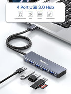 USB Hub, Dockteck 4-Port USB 3.0 Splitter, Aluminum 2ft USB Extender Compatible with MacBook,XPS, Surface Pro,Mac mini/Pro, iMac, Mouse, Keyboard, Flash Drive, HDD,Camera, and More