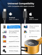 SUPERONE 3-in-1 Car Charger with Retractable Cords, USB C Charger Car Adapter Compatible with iPhone 17/16/15/14/13/12 Pro Max Samsung Android Phones