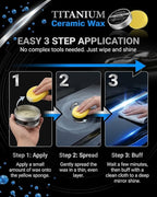 Titanium Ceramic Wax Cream Mirror Shine Car Scratch Repair Coating Paste, Polishing Paint Remover for Auto Vehicles, Graphene Nano Hybrid Care Kit for Tire Wheel Cleaning(4PCS)