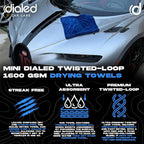2 Pack Dialed Mini Drying Towels 1600 GSM, Premium 70/30 Blend Microfiber for Drying Cars, Trucks, SUVs. Professional Grade, Safe for Detailing + Lint Free. 16" x 16", Marina Blue