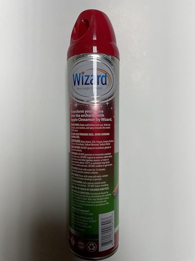 Wizard The Magic of Fresh | Odor Neutralizer & Air Freshener - 10 Oz. Apple cinnamon (Pack of 4) (Packaging May Vary)