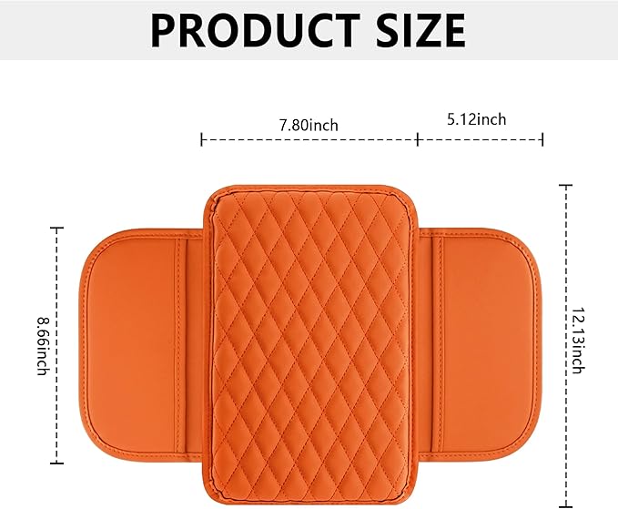 Stacool Upgraded Car Center Console Cover,Microfiber Leather Car Armrest Cover Cushion with 2 Storage Bags,Universal Car Armrest Storage Box (Orange)