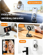 Magnetic Car Phone Holder, 360° Adjustable Vacuum Dashboard and Windshield Mount Cell Phone Holders for Your Car, Carbon Fiber 108+LBS Nano Gel Suction Cup, iPhone, Samsung (Black)