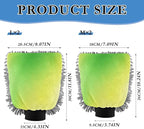 Qilmy Green Gradient Pattern Microfiber Chenille Car Wash Sponge Scratch Free Car Wash Mitt Absorbent Mitt Sponge for Trucks SUVs Car Washing Home Cleaning, Large